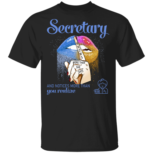 Secretary Knows More Than She Says Cool Hippie Silent Lips Gifts T-Shirt - Macnystore