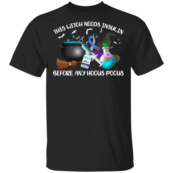 This Witch Needs Insulin Before Any Hocus Pocus Diabetes Awareness Gifts T-Shirt - Macnystore