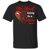 My Hearts Belong To A Electrician Matching Shirts For Couples Valentine Funny Couple Girls Women Gifts T-Shirt - Macnystore
