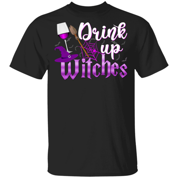 Drink Up Witches Cool Halloween Witch Wine Lover Gifts T-Shirt - Macnystore