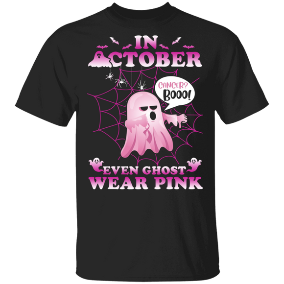 Breast Cancer Boo Ghost Wear Pink Halloween T-Shirt - Macnystore