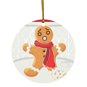 Christmas Gingerbread Shirt Hockey Goalie Funny Christmas Gingerbread Man Snap Hockey Player Lover Gifts SUBORNC Circle Ornament - Macnystore