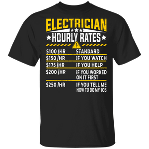 Lineman Electrician Shirt Vintage Electrician Hourly Rates Funny Lineman Electrician Gifts T-Shirt - Macnystore
