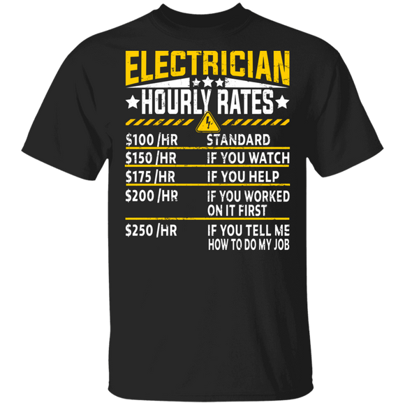 Lineman Electrician Shirt Vintage Electrician Hourly Rates Funny Lineman Electrician Gifts T-Shirt - Macnystore