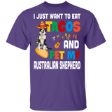 I Just Want To Eat Tacos And Pet My Australian Shepherd Mexican Gifts Youth T-Shirt - Macnystore