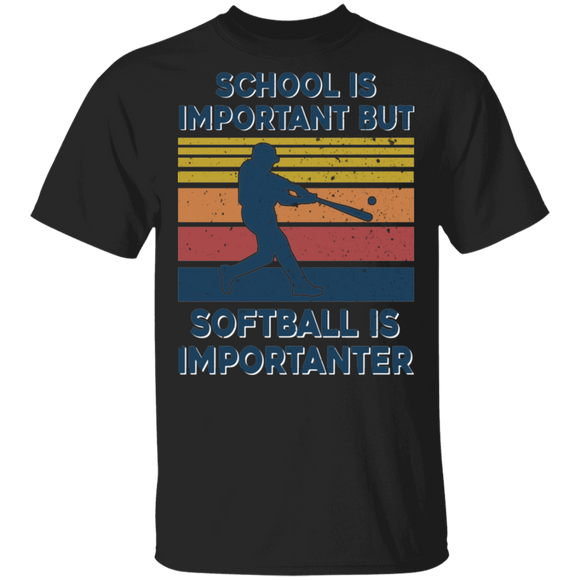 Sport Lover Shirt Vintage Retro School Is Important But Softball Is Importanter Funny Softball Sport Lover Gifts T-Shirt - Macnystore