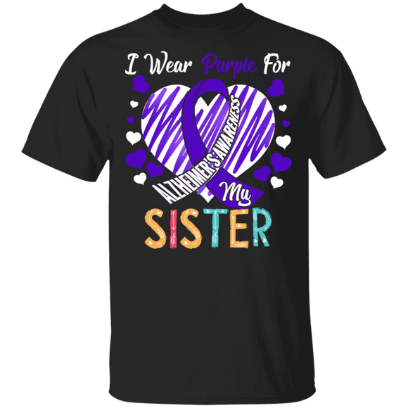 I Wear Purple For My Sister Alzheimers Awareness T-Shirt - Macnystore