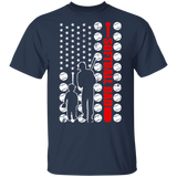 Softball Dad American Flag Shirt Matching Softball Lover Player Fans Coach Trainer Father's Day Gifts T-Shirt - Macnystore