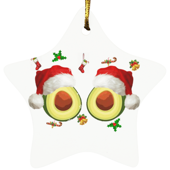 Christmas Ornament Christmas Avocado Lover Merry Christmas Avocado Fruit Santa Boobs Sweater Decorative Hanging Ornaments SUBORNS Star Ornament - Macnystore