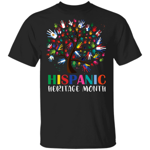 National Hispanic Heritage Month Shirt Colorful Flag Hand Tree Gifts T-Shirt - Macnystore