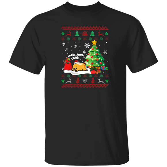 Christmas Cartoon Lover Shirt Meh Meh Meh Funny Santa Gudetama Ugly Christmas Sweater Cartoon Character Lover Gifts Christmas T-Shirt - Macnystore