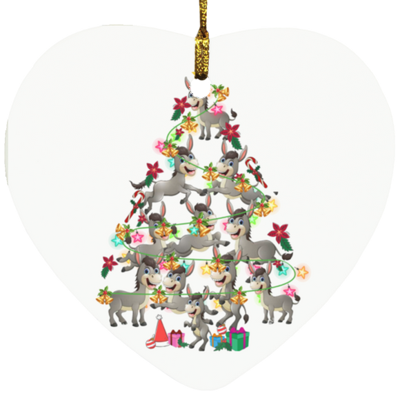 Christmas Ornament Donkey Christmas Tree Funny Christmas Lights Santa Donkey Decorative Hanging Ornaments SUBORNH Heart Ornament - Macnystore