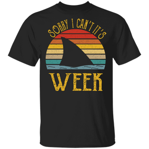 Vintage Retro Sorry I Can't It's Week Cool Shark Fin Gifts T-Shirt - Macnystore