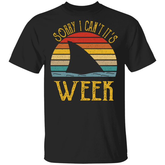 Vintage Retro Sorry I Can't It's Week Cool Shark Fin Gifts T-Shirt - Macnystore