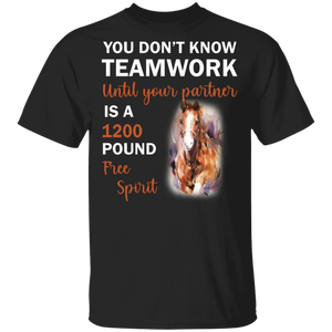 You Don't Know Teamwork Until Your Partner Is A 1200 Pound Free Spirit Cool Horse Matching Horse Lover Fans Shirt T-Shirt - Macnystore