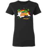 Leprechaun Corgi Dog Lover St Patrick's Day Gifts Ladies T-Shirt - Macnystore