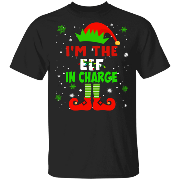 Christmas Elf Shirt I'm The Elf In Charge Funny X-mas Elf X-mas Gifts Christmas T-Shirt - Macnystore