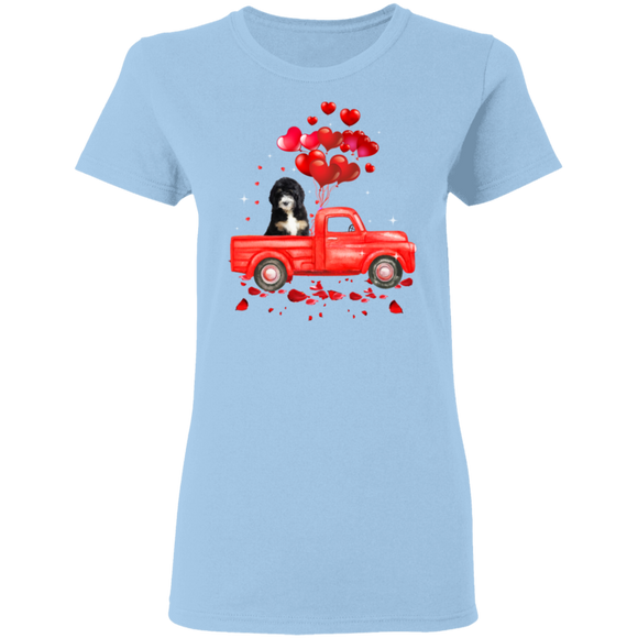 Bernedoodle Riding Truck Dog Pet Lover Matching Shirts For Couples Boys Girl Women Personalized Valentine Gifts Ladies T-Shirt - Macnystore