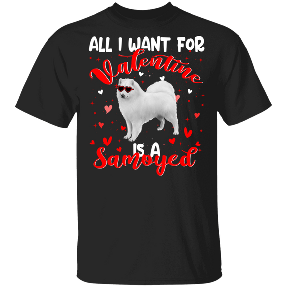 All I Want For Valentine Is A Samoyed Dog Pet Lover Matching Shirts For Couples Boys Girl Women Personalized Valentine T-Shirt - Macnystore