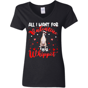 All I Want For Valentine Is A  Whippet Ladies V-Neck T-Shirt - Macnystore