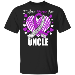 Pancreatic Caner Awareness Shirt I Wear Purple For My Uncle Cool Pancreatic Caner Awareness Purple Ribbon Heart Gifts T-Shirt - Macnystore