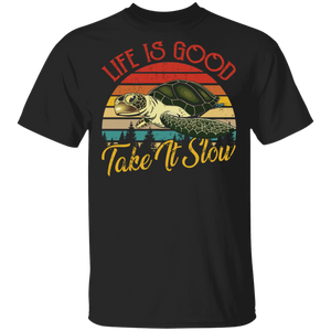 Turtle Lover Shirt Vintage Retro Life Is Good Take It Slow Funny Sleep Turtle Lover Gifts T-Shirt - Macnystore