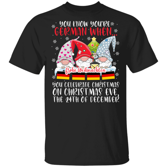 Christmas Gnomes Shirt You Know You're German When Funny Christmas Gnomes Proud German Germany Root Gifts T-Shirt - Macnystore