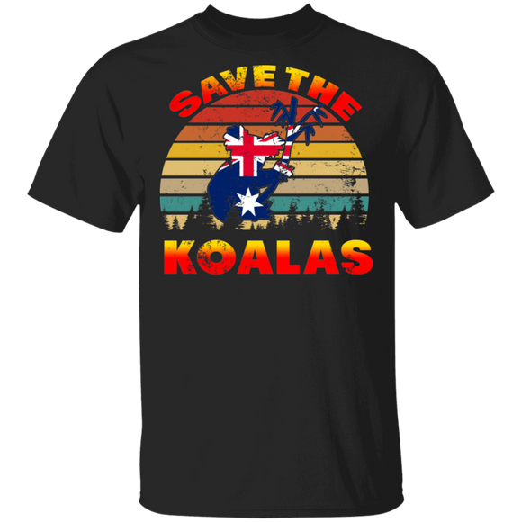 Vintage Retro Save The Koalas Kangaroo Australian Animals People Pray for Australia Flag Of Australia Kids Mens Womens Gifts T-Shirt - Macnystore