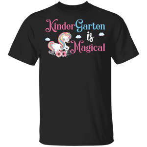 Kindergarten Is Magical Cool Floral Unicorn Back To School Gifts T-Shirt - Macnystore