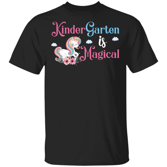 Kindergarten Is Magical Cool Floral Unicorn Back To School Gifts T-Shirt - Macnystore