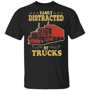 Truck Farmer Shirt Easily Distracted By Trucks Cool Truck Driver Farmer Lover Gifts T-Shirt - Macnystore