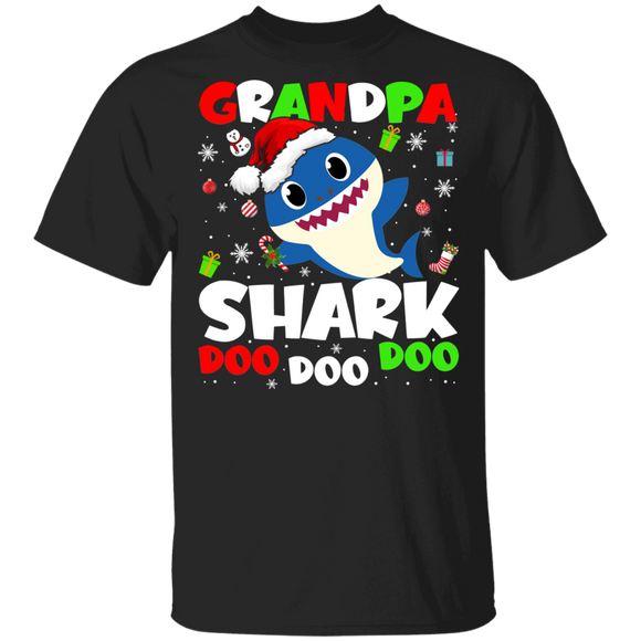 Christmas Shark Lover Shirt Grandpa Shark Doo Doo Doo Funny Christmas Santa Shark Kids Video Baby Matching Family Gifts T-Shirt - Macnystore