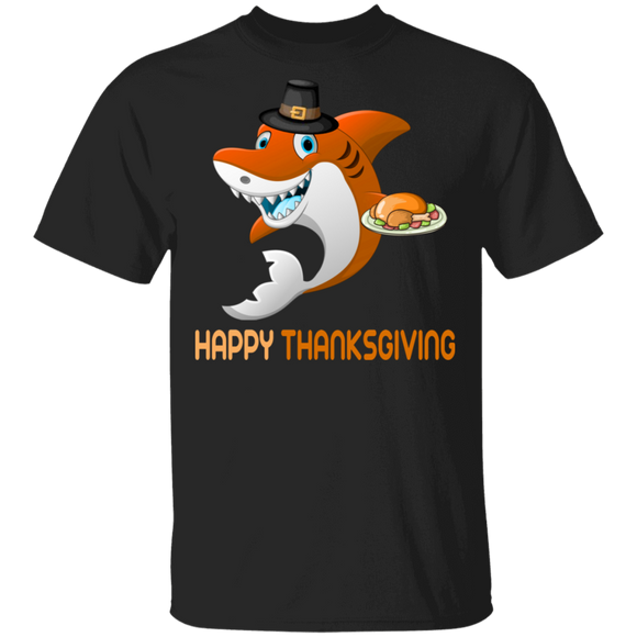 Thanksgiving Shark Lover Shirt Happy Thanksgiving Cute Thanksgiving Turkey Dinner Shark Lover Gifts Thanksgiving T-Shirt - Macnystore