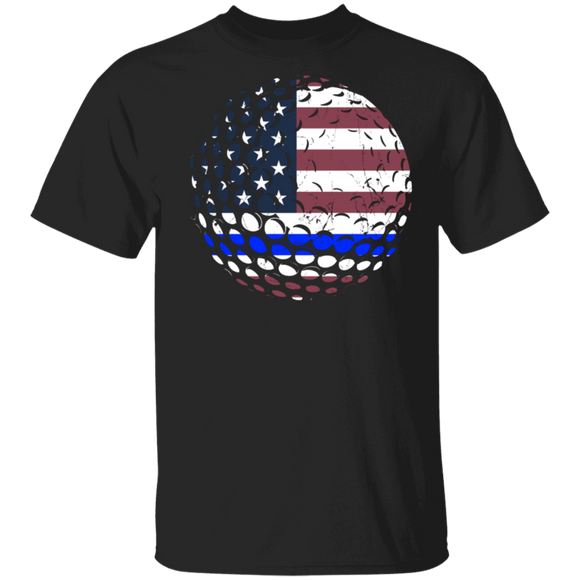 Thin Blue Line American Flag Golf Ball Matching Golf Player Lover Gifts T-Shirt - Macnystore