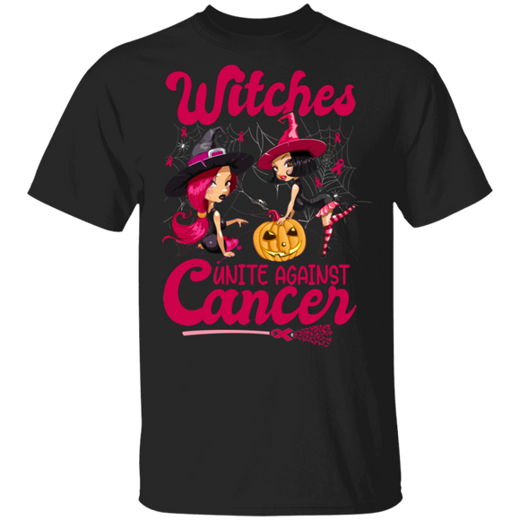 Halloween Shirt Witches Unite Against Cancer Breast Cancer Awareness Witch Pumpkin Lover Gifts Halloween T-Shirt - Macnystore