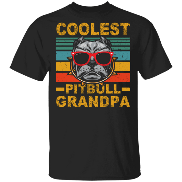 Vintage Retro Coolest Grey PitBull Grandpa Funny Pitbull Father's Day Gifts T-Shirt - Macnystore