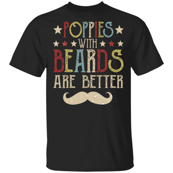 Vintage Poppies With Beards Are Better Shirt Matching Men Beards Lover Fans Bearded Father's Day Gifts T-Shirt - Macnystore