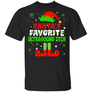 Christmas Ultrasound Technician Shirt Santa's Favorite Ultrasound Tech Funny Christmas Elf Lover Gifts Christmas T-Shirt - Macnystore