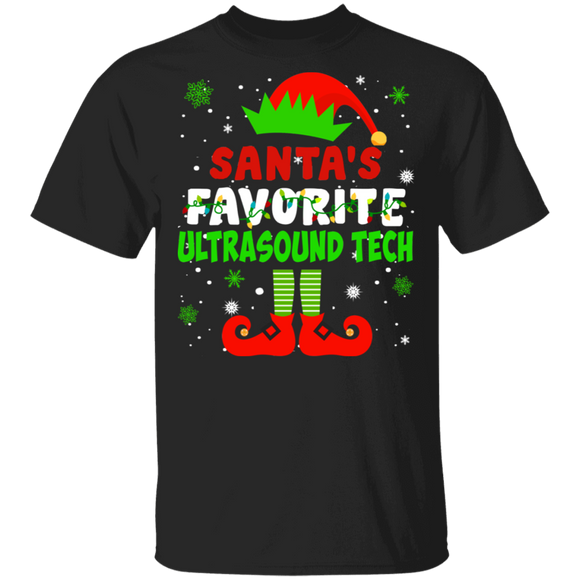 Christmas Ultrasound Technician Shirt Santa's Favorite Ultrasound Tech Funny Christmas Elf Lover Gifts Christmas T-Shirt - Macnystore