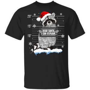 Christmas Raccoon Lover Shirt Dear Santa I Can Explain Funny Christmas Santa Criminal Raccoon Lover Gifts T-Shirt - Macnystore