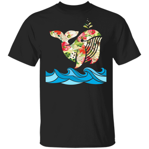 Beach Sea Flower Whale Floral Summer Vacation Whale Lover Gifts T-Shirt - Macnystore
