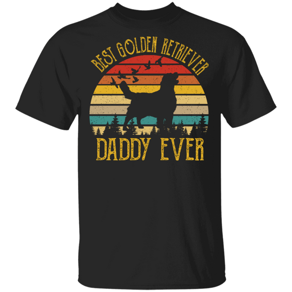 Retro Vintage Best Golden Retriever Daddy Ever Dog Lover T-Shirt - Macnystore