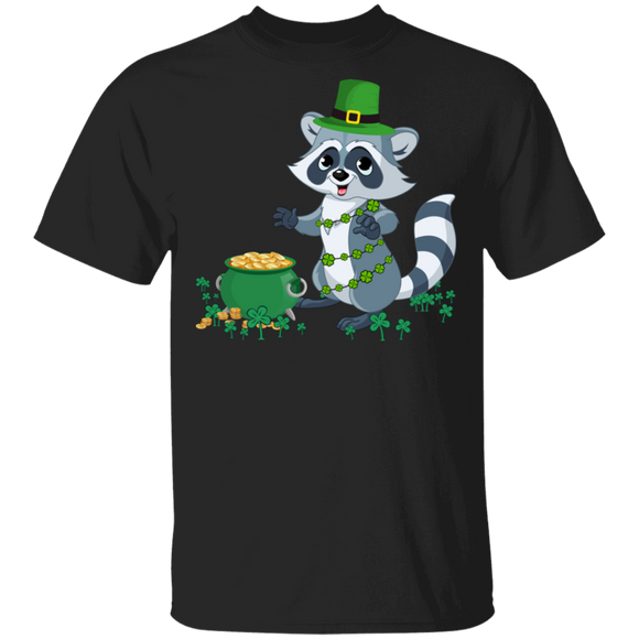 Leprechaun Raccoon Funny Shamrock Raccoon Lover Irish St Patrick's Day Gifts T-Shirt - Macnystore