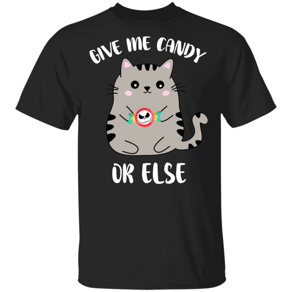 Halloween Cat Lover Shirt Give Me Candy Or Else Funny Halloween Candy Cat Kawaii Lover Gifts Halloween T-Shirt - Macnystore