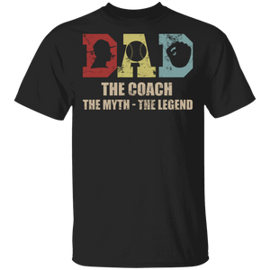 Vintage Dad The Coach The Myth The Legend Cool Baseball Shirt Matching Baseball Coach Trainer Dad Father's Day Gifts T-Shirt - Macnystore