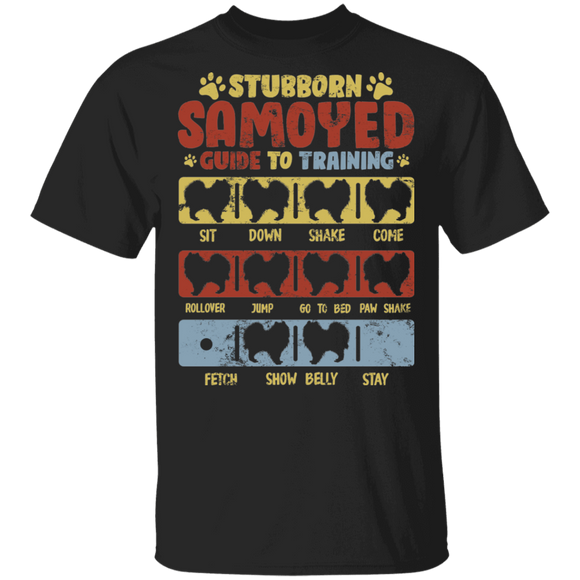 Stubborn Samoyed Guide To Training Funny Dog Trainer Lover Gifts T-Shirt - Macnystore