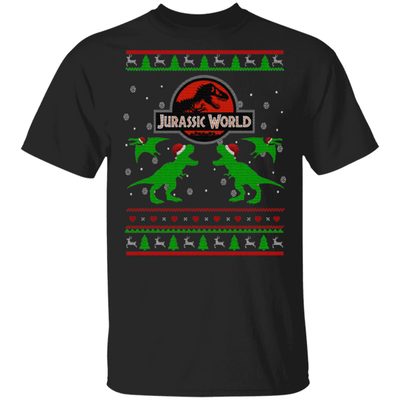 Christmas T-Rex Lover Shirt Jurassic Dinosaur Ugly Funny Christmas Sweater Santa T-Rex Lover X-mas Gifts T-Shirt - Macnystore