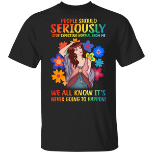People Should Seriously Stop Expecting Normal From Me Hippie Girrl Youth T-Shirt - Macnystore