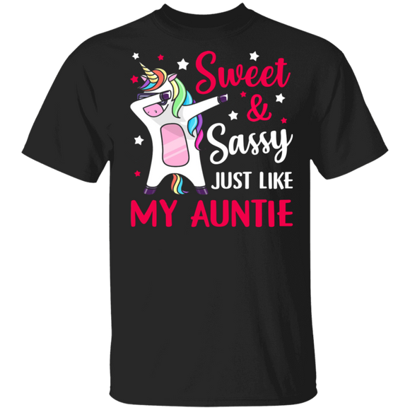 Sweet And Sassy Just Like My Auntie Funny Unicorn Matching Family Gifts T-Shirt - Macnystore