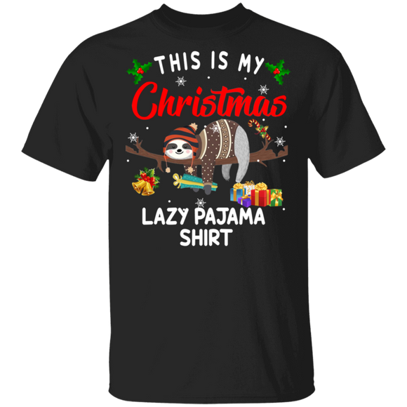 Christmas Sloth Shirt This Is My Christmas Lazy Pajama Shirt Funny Christmas Sloth Lover Gifts T-Shirt - Macnystore